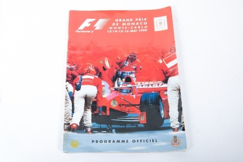 MONACO: An official signed programme from the 1999 Monaco GP, signed by many drivers such as Schumacher, Coulthard, Hamilton, Irvine, Hill & many more [Location: Melbourne]