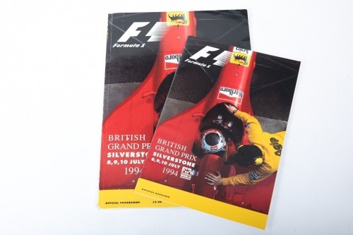 BRITISH GP: An official signed programme from the 1994 British GP at Silverstone, signed by many such as Hill, Coulthard, Schumacher, Alesi & more [Location: Melbourne]