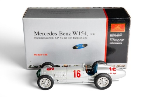 MERCEDES: A highly detailed CMC 1:18 scale 1938 Mercedes-Benz W154, driver Richard Seaman, winner German GP (M-098) in original box [Location: Melbourne]