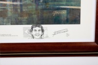 SENNA: A signed print 'Senna's Domain' featuring Ayrton Senna driving McLaren MP4/8 at Monaco 1993, signed by McLaren CEO Ron Dennis, limited edition (96/500), 54cm high, 62cm wide overall [Location: Melbourne] - 4