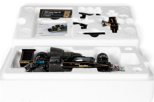 LOTUS: A highly detailed TSM Model 1:18 scale 1977 Lotus Type 78, car #5 Launch Version driver Mario Andretti, limited edition of 3000 units in original box [Location: Melbourne]