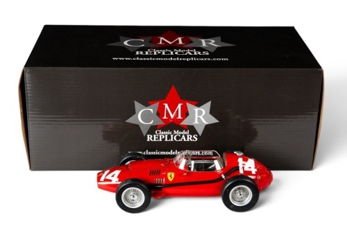 FERRARI: A Classic Model Replicars 1:18 scale 1958 Ferrari Dino 246 F1, car #14 driver Mike Hawthorn in original box [Location: Melbourne]