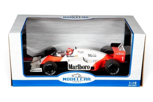 MCLAREN: A Model Car Group 1:18 scale 1985 McLaren-TAG MP4/2B, car #1 driver Niki Lauda, 1985 Dutch GP winner in original box [Location: Melbourne]