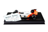 MCLAREN: A highly detailed GP Replicas 1:18 scale 1990 McLaren MP4/4, car #11 driver Alain Prost, limited edition of 999 units in original box [Location: Melbourne] - 2