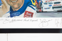FORD: A large signed print 'Ford Legends', features four legendary Ford drivers, Moffat, Johnson, Bowe & Seton, signed by all, limited edition (264/300), 90cm high, 65cm wide - 2