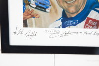 FORD: A large signed print 'Ford Legends', features four legendary Ford drivers, Moffat, Johnson, Bowe & Seton, signed by all, limited edition (264/300), 90cm high, 65cm wide - 3