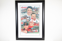 HOLDEN: A large signed print 'Holden Legends', features four legendary Holden drivers, Brock, Skaife, Perkins & Richards, signed by all, 108cm high, 78cm wide overall, with COA