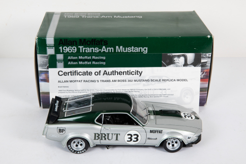 MOFFAT: A Classic Carlectables 1:18 scale 1969 Allan Moffat Racing Boss 302 Trans-Am Mustang with COA signed by Moffat in original box