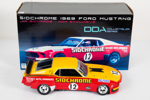 153 · FORD: A DDA 1:18 scale 1969 Ford Mustang, car #12 driver Jim Richards, in Sidchrome livery in original box