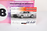 MOFFAT: A DDA Collectibles Series 1:18 scale signed 1969 Ford Boss 302 Trans Am Mustang car #38 as driven by Allan Moffat, signed by Moffat on radiator panel & on COA in original box - 2