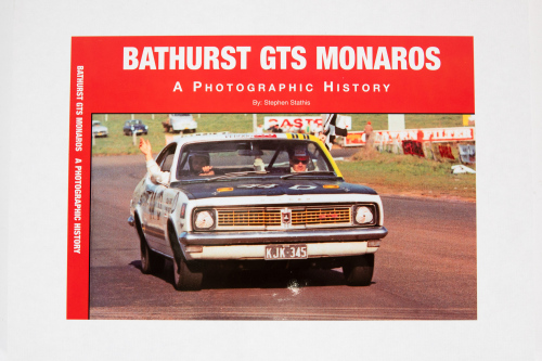 MONARO: 'Bathurst GTS Monaros - A Photographic History' by Stephen Stathis, liimited edition (43/75) hardcover book, signed on cover by Colin Bond, presented in fitted box with signed photograph of Colin Bond wearing winners wreath after winning 1969 race