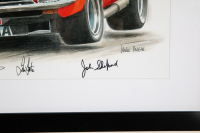 TORANA: A signed print featuring the c1972 Holden Dealer Team LJ Torana GTR XU-1, signed by drivers Colin Bond & John Sheppard & chief mechanic Ian tate, by artist Mike Harbar, 45cm high, 57cm wide overall - 4
