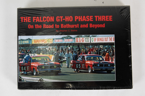 FALCON: 'The Falcon GT-HO Phase Three - On the Road to Bathurst & Beyond' by Stephen C. Stathis, still sealed book in slipcase with three c1971 colour prints of GT-HO, limited edition of 1000 units