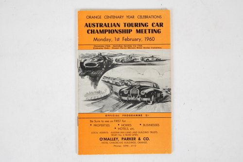 A.T.C.C: A very rare February 1960 official programme from the first Australian Touring Car Championship race at Gnoo-Blas Orange NSW, 28 pages