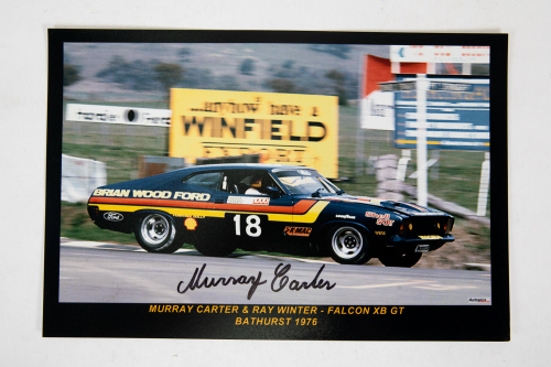 78 · FALCON XB GT: A signed photograph of Ford Falcon XB GT at Bathurst 1976, signed by Murray Carter, 20cm high, 30cm wide