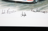 HOLDEN: A signed print featuring the c1970s HDT Torana with Marlboro livery, signed by Colin Bond, Ian Tate, Ron Harrop & John Sheppard, 45cm high, 57cm wide overall - 3