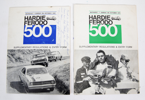 115 · HARDIE FERODO 500: Two Hardie Ferodo 500 'Supplementary Regulations & Entry Form' books from 1969 & 1970