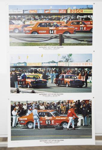 149 · FALCON GT-HO: A three poster set of the 1971 Ford Falcon GT-HO at Bathurst, limited edition, all 31cm high, 57cm wide