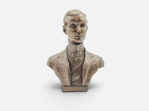CHARLES STEWART ROLLS: A composite bust of Charles Stewart Rolls (1877-1910), signed Elton at base, approx. 21cm high [Location: Sydney]