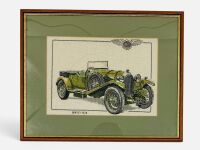 BENTLEY 3-LITRE: A framed tapestry representation of a 1926 Bentley 3-litre [Location: Sydney]
