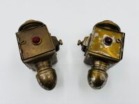 SIDE LAMPS: A pair of acetylene brass side lamps to suit a variety of veteran cars[Location: Sydney] - 2