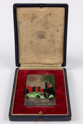 MOROCCO: A fine enameled plaque for Rallye International Du Maroc 1935 by French maker Drago [Location: Perth]