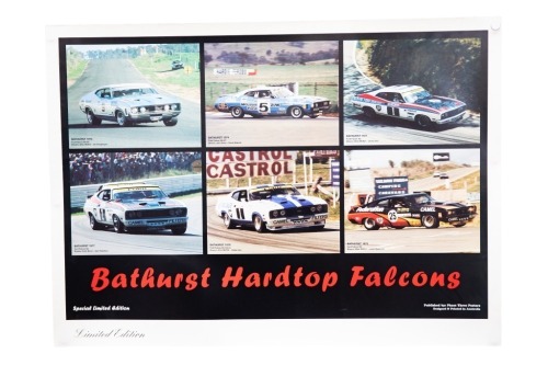 FORD FALCON: A large limited edition poster featuring the Bathurst XA & XC hardtop Falcons, 69cm high, 96cm wide