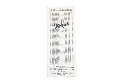 BROCK: A signed 1979 Hardie Ferodo grid card signed by Peter Brock