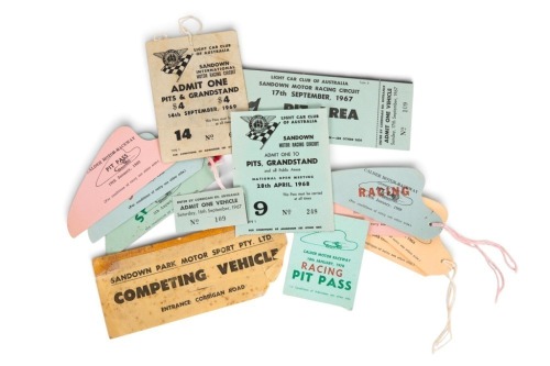 PIT PASSES: A group of assorted c1960s pit passes mostly from race events at Calder & Sandown