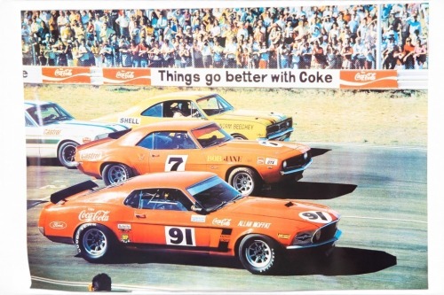 CALDER: Two posters featuting the start line of the 1971 A.T.C.C race at Calder, drivers featured are Beechey, Jane & Moffat, 43cm high, 59cm wide