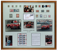 MONACO: A large framed and glazed collage featuring photographs and items related to Peter Briggs' involvement at the Historical Grand Prix Monaco 1997, 77cm high, 87cm wide [Location: Melbourne]