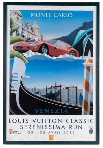EVENT POSTERS: Two framed event posters, Pebble Beach Tour d'Elegance 2000, & Monte Carlo Louis Vuitton Classic 2012