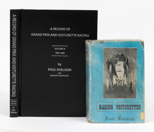 657 · VOITURETTE RACING: Three hardcover books covering Voiturette Racing, including two volumes of 'A Record of Grand Prix and Voiturette Racing' by Paul Sheldon