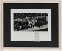 FERRARI: Three framed printed photographs by Jesse Alexander, 'Phil Hill - Monza 1960 ', 'Phil Hill, N&uuml;rburgring, 1958' & 'Giorgio Scarlatti - N&uuml;rburgring, 1960' [Location: Melbourne] - 2
