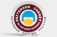 JOHN HARVEY: An original 1980s Patterson Cheney 'The John Harvey Experience - Defensive Driving Programme' sign as hung in the Ringwood Dealership, believed to be one of two signs, measures 100cm in diameter