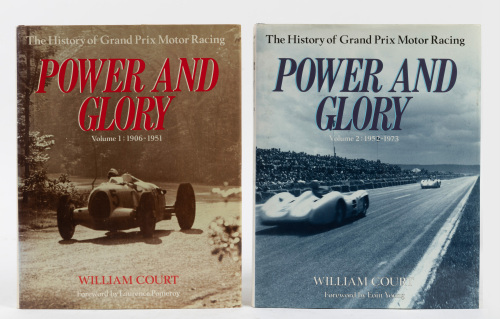 GRAND PRIX: 'Power and Glory I & II- The History of Grand Prix Motor Racing' by William Court, two hardcover book set