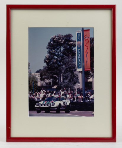 LANCIA STRATOS: A colour photograph of Peter Briggs' Lancia Stratos at Joondalup, Western Australia, image 29cm high, 21cm wide