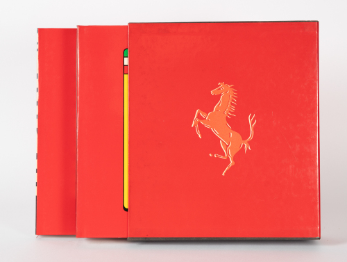 FERRARI: A two-volume book set titled 'Ferrari Catalogue Raisonné 1946-1981' by Augusto Costantino, within slipcase