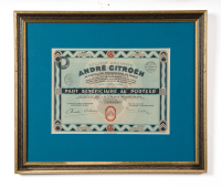CITROEN: An original July 1927 dated part beneficiary certificate for the Citroen company [Location: Melbourne]
