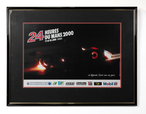 LE MANS: A framed and glazed event poster for the 2000 Le Mans 24-Hour race, June 17 & 18th, measures 61cm high, 80cm wide overall