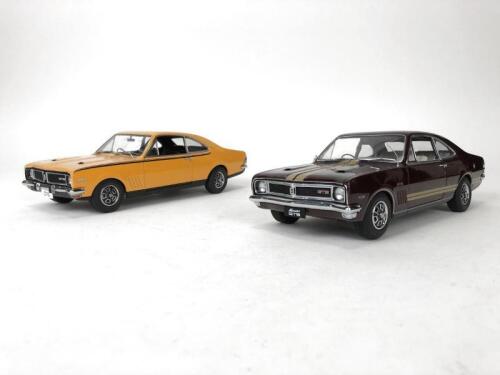 HOLDEN: Pair of 1:18 scale Holden Monaro GTS cars produced by AutoArt. (NB description)