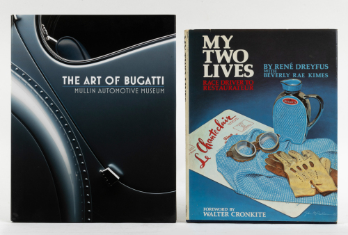 BUGATTI: Two books on Bugatti, including 'My Two Lives - Race Driver to Restaurateur' by Rene Dreyfus, personally inscribed and signed by authors
