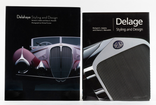 DELAGE/DELAHAYE: Two hardcover 'Styling & Design' books by Richard Adatto and Diana Meredith, one covering Delage, the other covering Delahaye