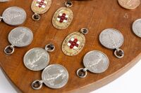 EDDIE HALL: A group of medallions awarded to famed Talbot, Bugatti, MG, Bentley driver Eddie Hall for various motoring events, one group mounted within an early brass Bugatti radiator surround [Location: Perth] - 4