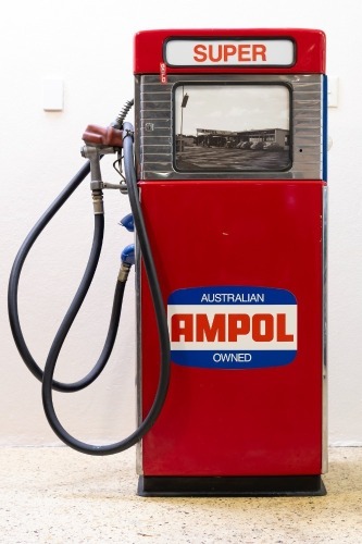 AMPOL: A c1960s Wayne 605 petrol pump, restored in Ampol livery [Location: Perth]