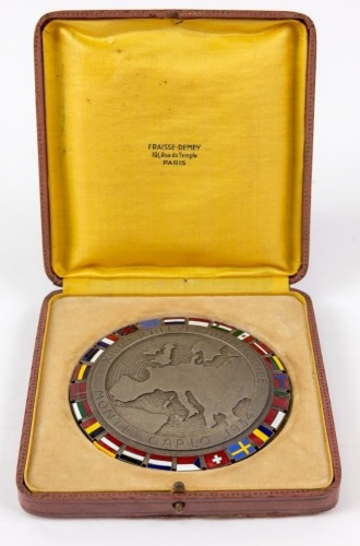 MONTE CARLO: An original Silver and enameled badge of the XIIIth Rally of Monte Carlo 1934, made by Fraisse-Demey, Paris, in original box [Location: Perth]