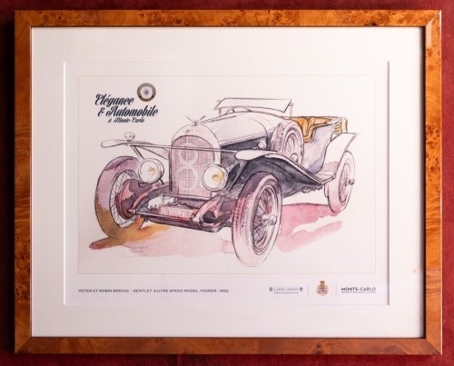 BENTLEY: A framed water-colour illustration of Peter Briggs 1922 Bentley 3-Litre Speed Model Tourer [Location: Perth]