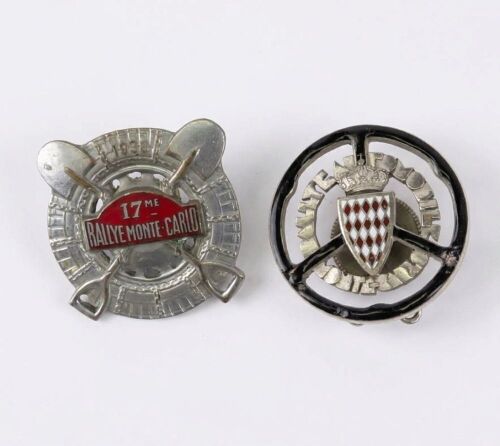 MONTE CARLO: Two original enameled lapel badges for the Monte Carlo Rally, one marked 1938 [Location: Perth]