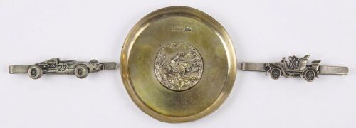 TRAY: An Edwardian sterling silver change tray by Walker & Hall (Hallmarked) along with two nice tiepins [Location: Perth]