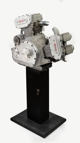 HESKETH: An original circa 1982 Hesketh V1000 showroom display engine without internals, on display base, together with small plaque [Location: Melbourne]